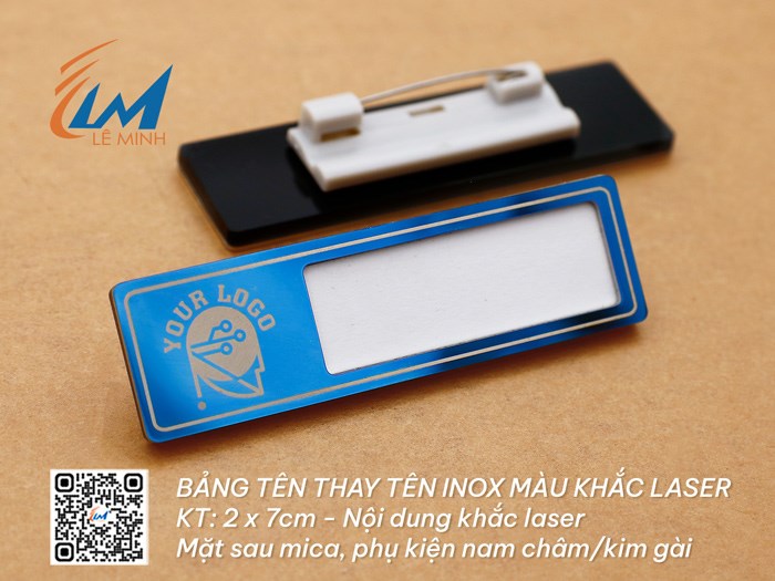 BẢNG TÊN THAY TÊN INOX MÀU KHẮC LASER DÁN MICA